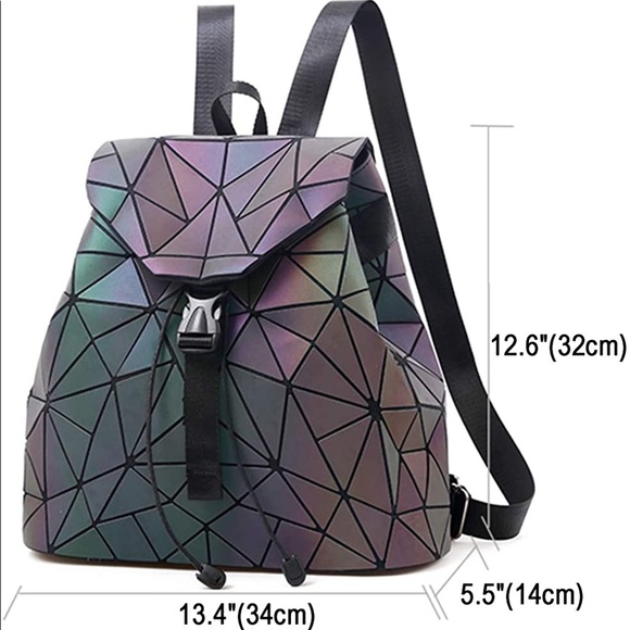 BESUURAN Geometric Luminous Holographic Reflective Backpack - Picture 3 of 13